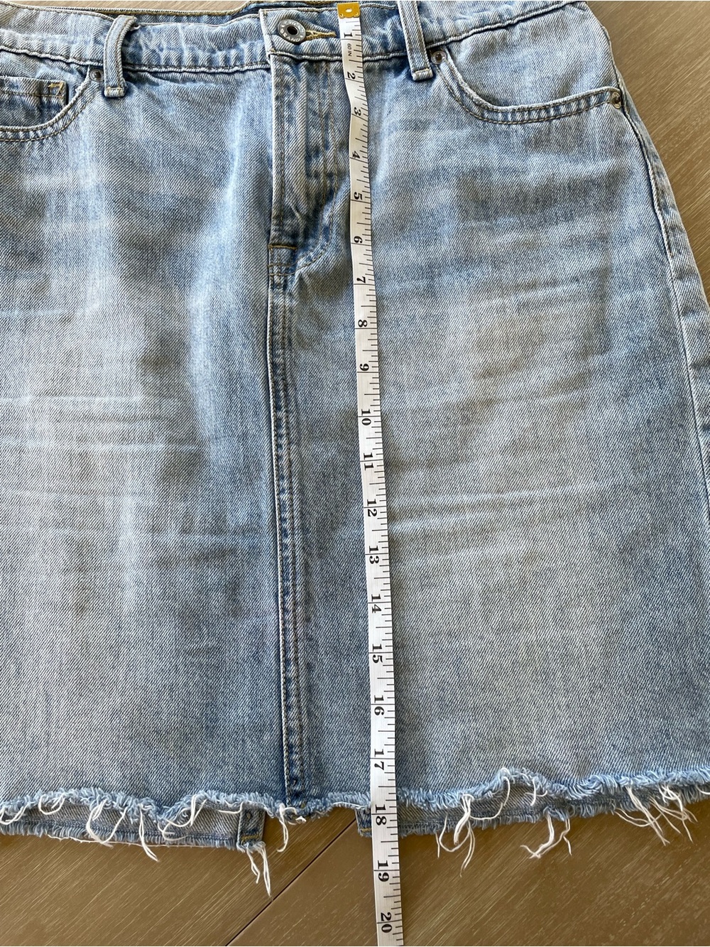 Denim Mini Skirt - Frayed Hem. Lucky Brand. Boho, Coastal Cowgirl, Y2K - Picture 5 of 6